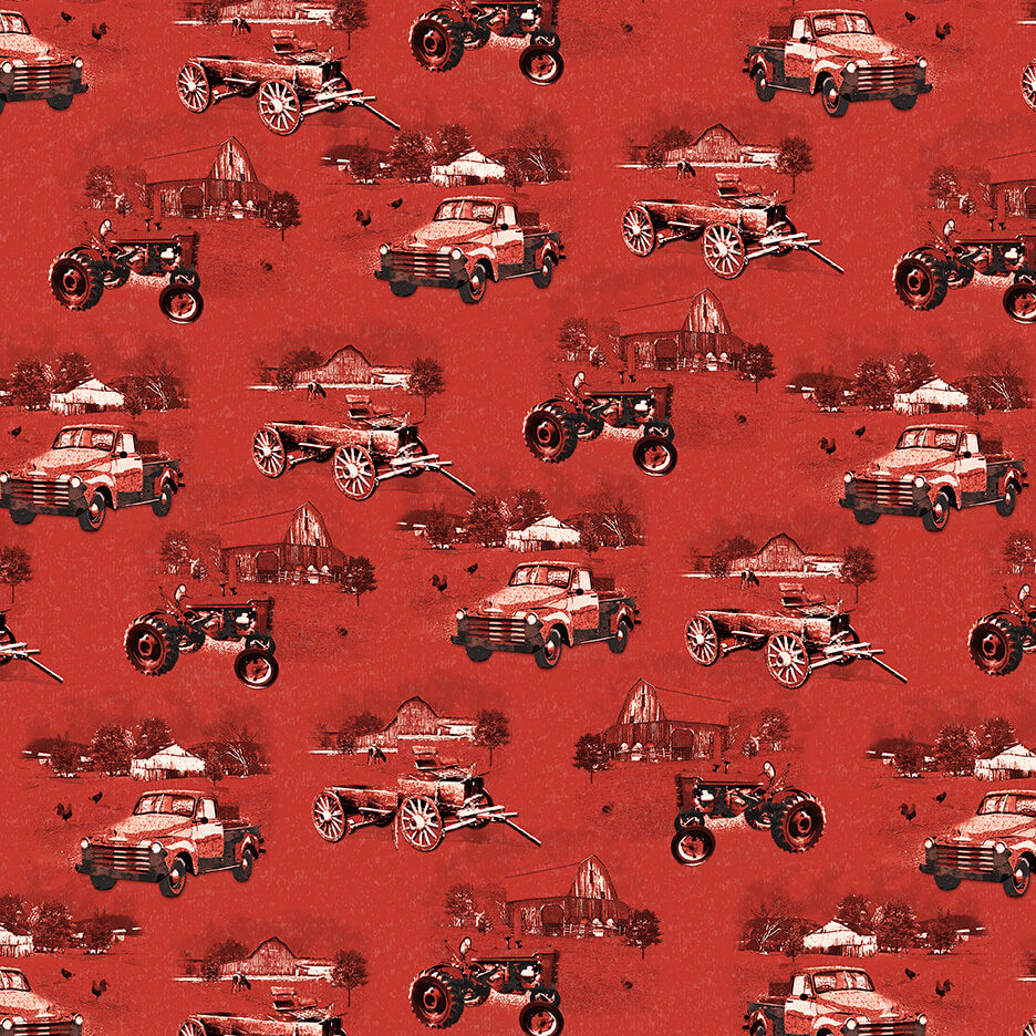 Monotone Scenic Trucks With Red Background