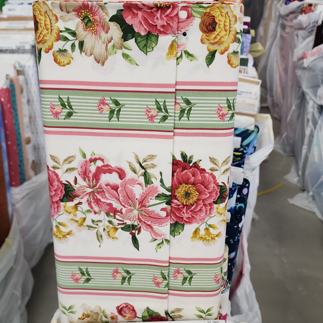 Floral and Stripes on White By Deborah Edwards Northcott Studio