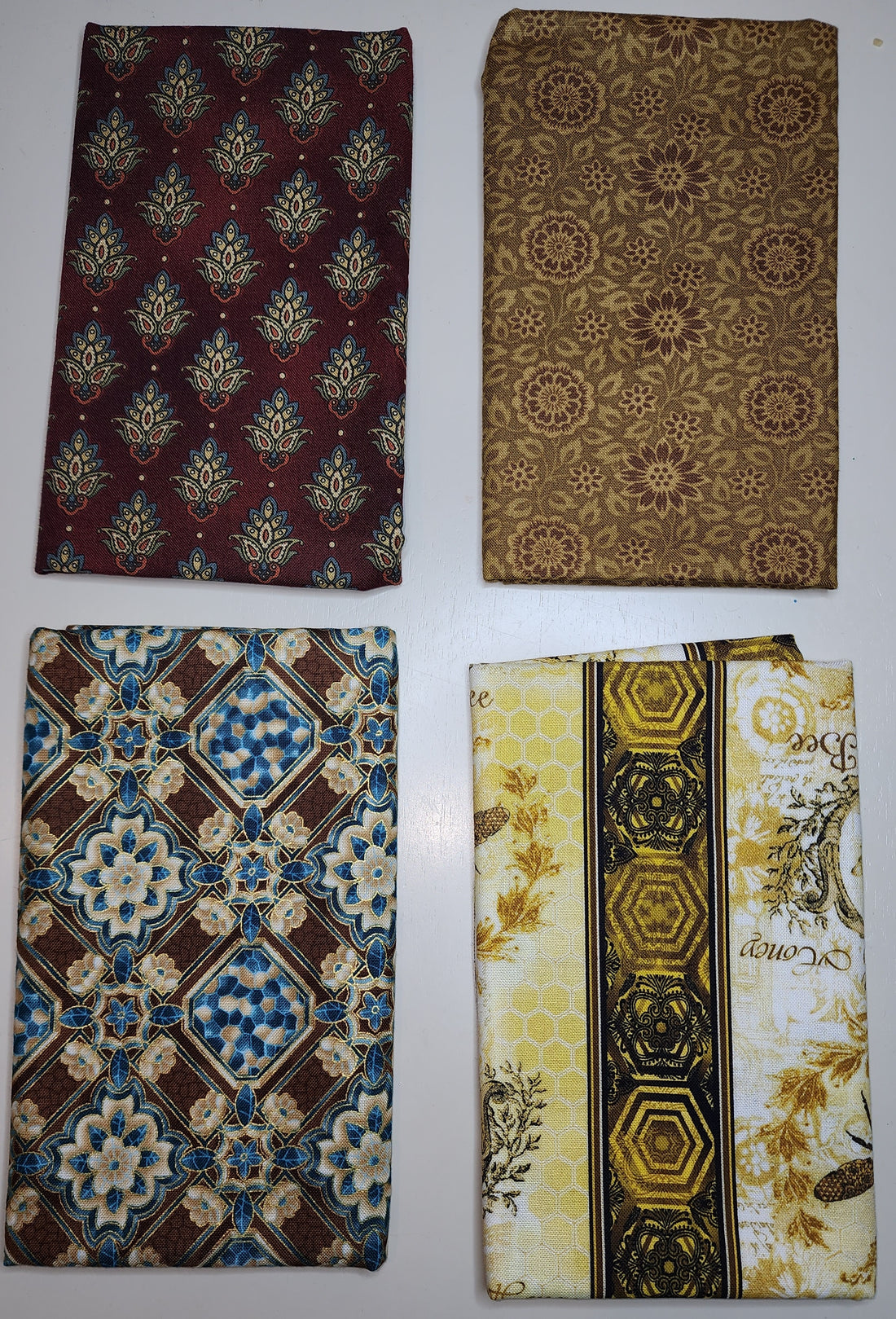 Gold and Maroon Shapes Fat Quarter 4 Pack 1 Yard