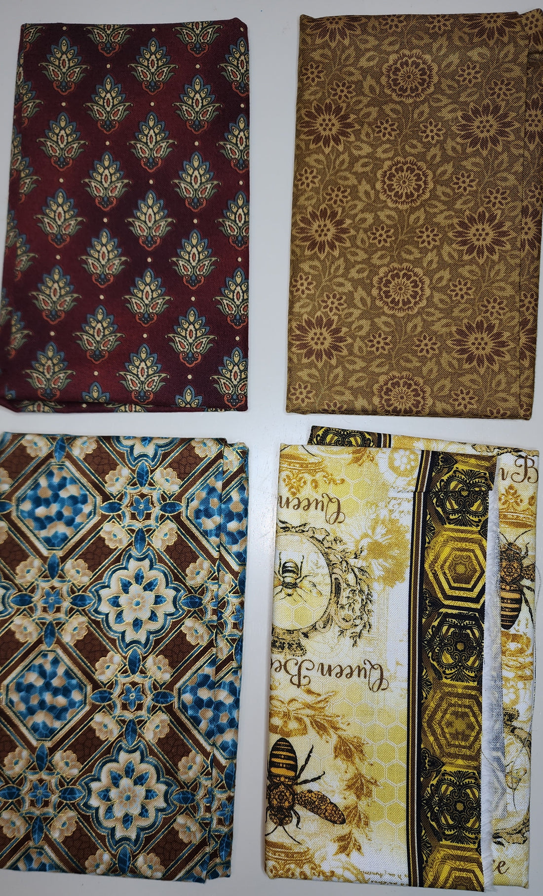 Gold and Maroon Shapes Fat Quarter 4 Pack 1 Yard