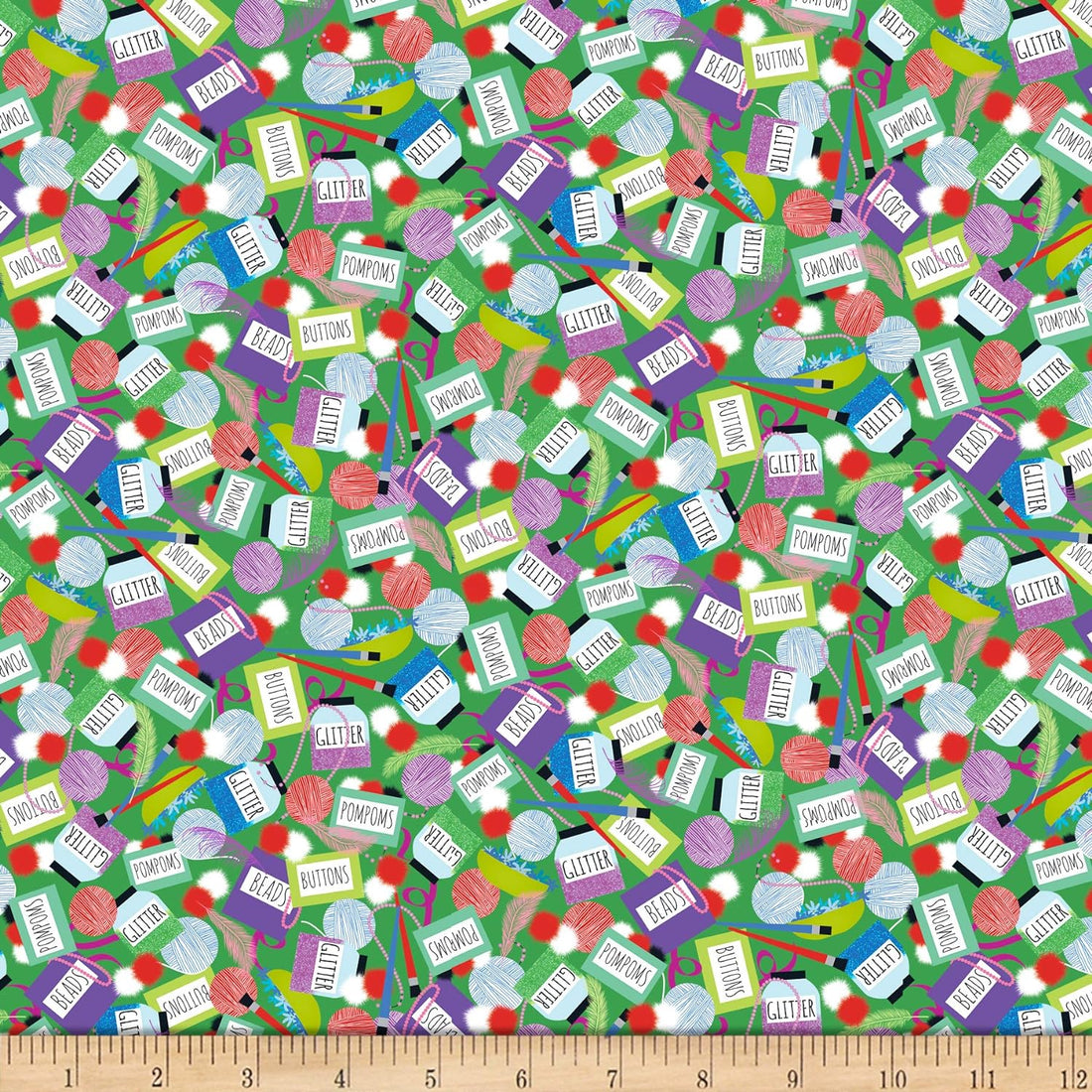 QT Quilt Fabrics Crazy For Crafting Crafting Stuff Green