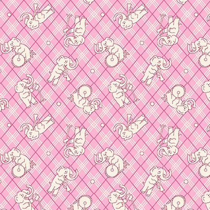 Tossed Elephants on Plaid