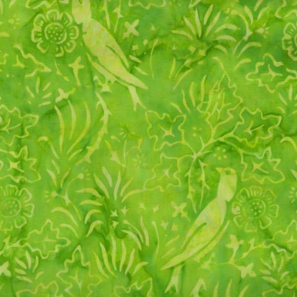 Lime Floral Birds Batik