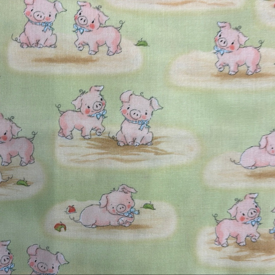 Pigs on Green Background - Timeless Treasures