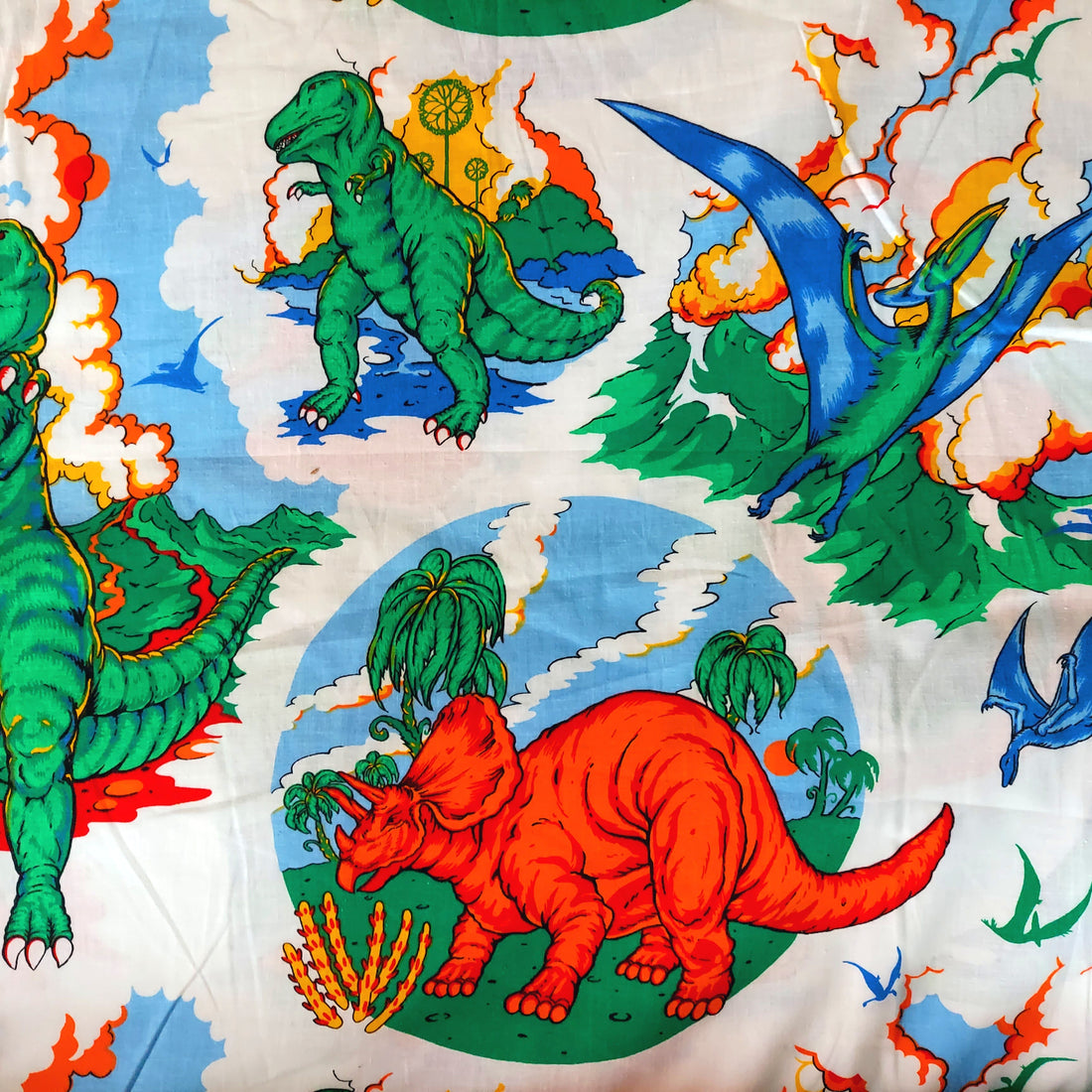 Fabric Country Large Dinosaurs on White