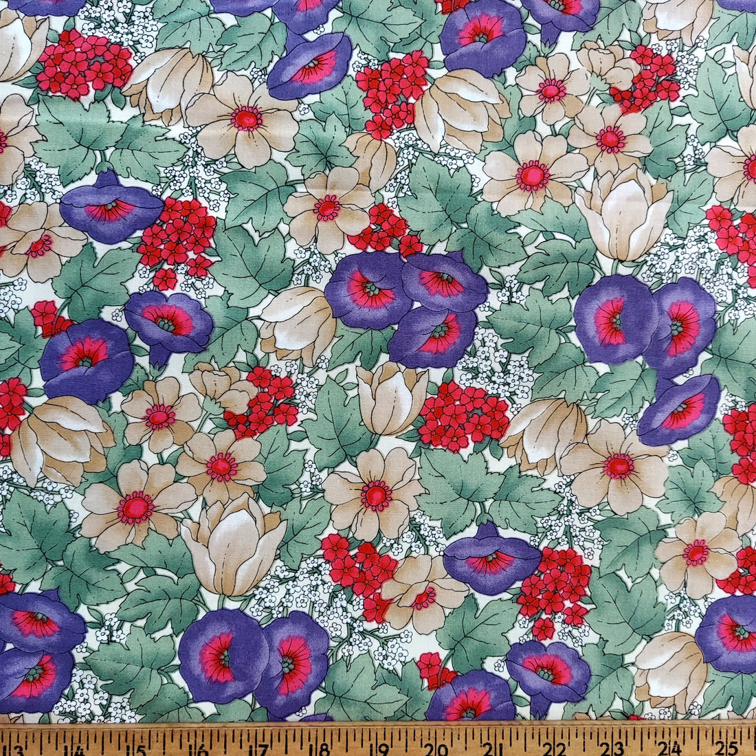 Hoffman Fabrics Countryside Morning Glories 8425 Taupe