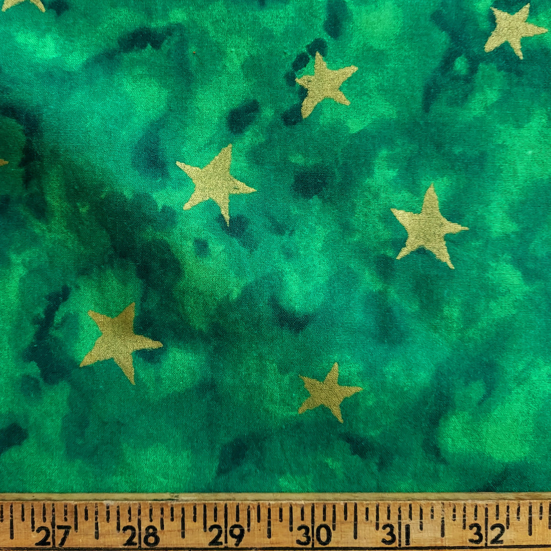 Mottled Grass Green with Metallic Gold Stars